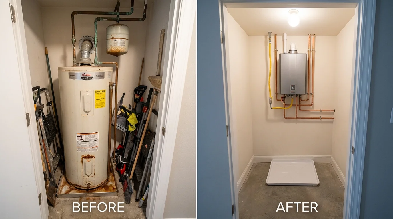 Tank water heater versus wall-mounted tankless unit comparison for Linden, AL homeowners